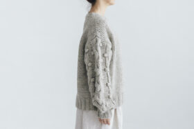 予約 G1104 HAND  KNITTING HARVEST KNIT PULL OVER light gray 9月中〜9月末 2