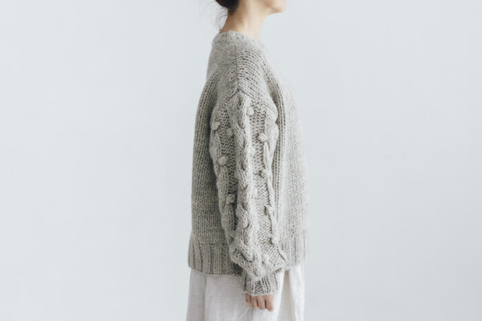 予約 G1104 HAND  KNITTING HARVEST KNIT PULL OVER light gray 9月中〜9月末 2