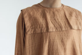 BN4034 Khadi Silk Back Button Sailor Blouse  C.Brown 4