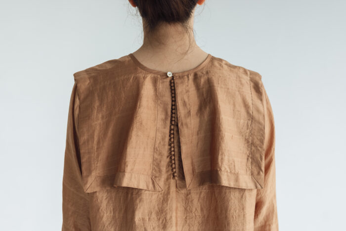 BN4034 Khadi Silk Back Button Sailor Blouse  C.Brown 5