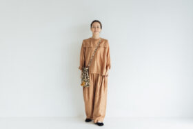 BN5002 Khadi Silk  Wide Belt Tuck Pants C.Brown 5