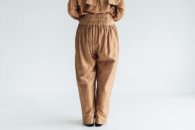 BN5002 Khadi Silk  Wide Belt Tuck Pants C.Brown 3