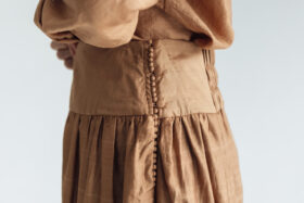 BN5002 Khadi Silk  Wide Belt Tuck Pants C.Brown 4