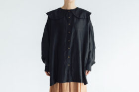BN2552 Round Collor Over Blouse   Black 1