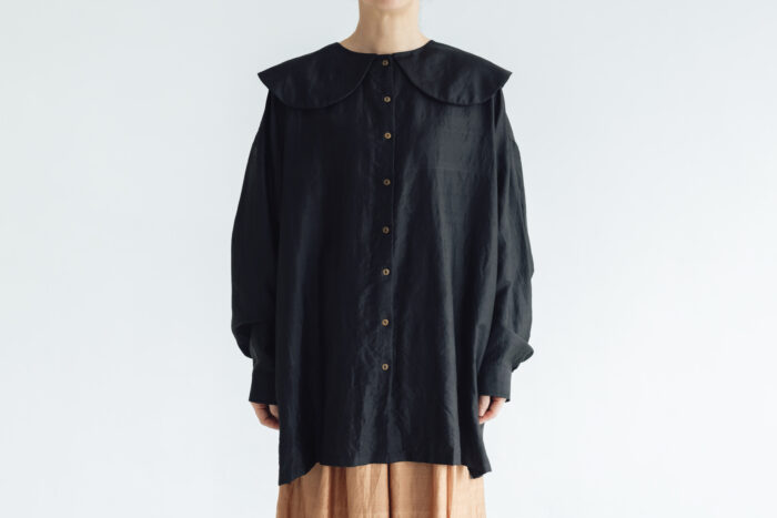 BN2552 Round Collor Over Blouse   Black 1