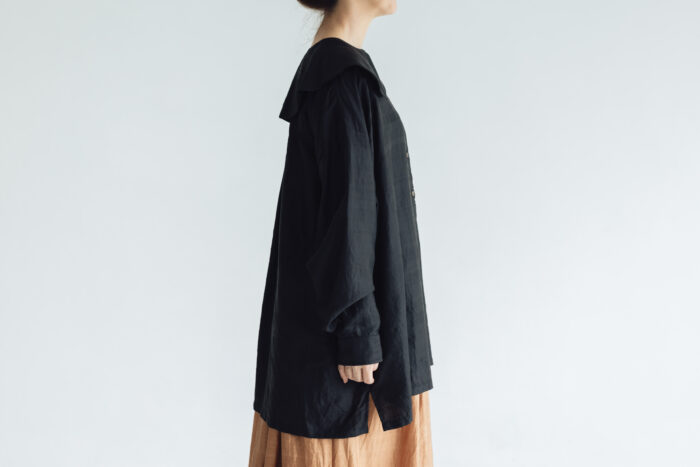 BN2552 Round Collor Over Blouse   Black 2