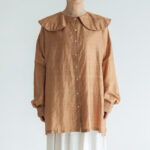 BN2552 Round Collor Over Blouse   C.Brown