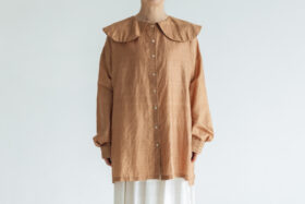 BN2552 Round Collor Over Blouse   C.Brown 1