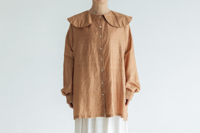BN2552 Round Collor Over Blouse   C.Brown 1