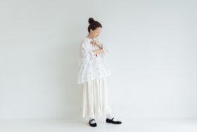 BN2302 Gather Tuck Skirt  B.White 6