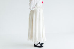 BN2302 Gather Tuck Skirt  B.White 2