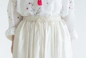 BN2302 Gather Tuck Skirt  B.White 4