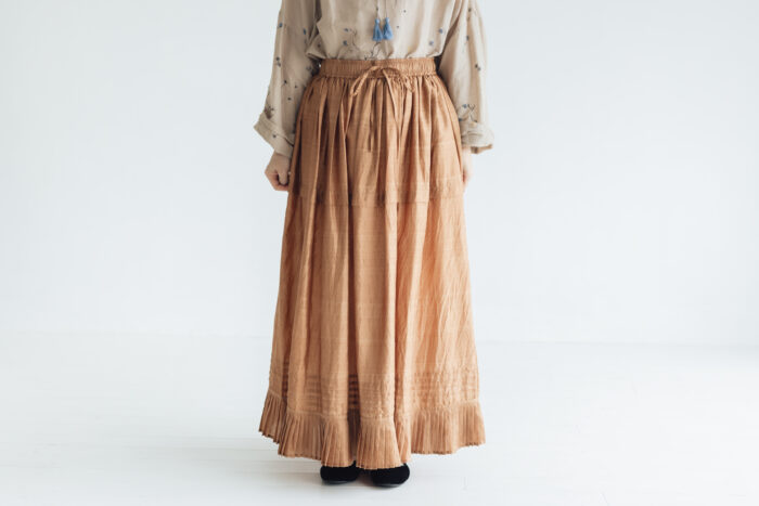 BN2302 Gather Tuck Skirt  C.Brown 1