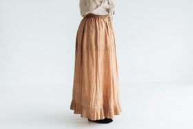 BN2302 Gather Tuck Skirt  C.Brown 2