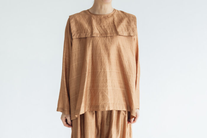 BN4034 Khadi Silk Back Button Sailor Blouse  C.Brown 1