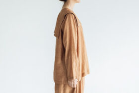 BN4034 Khadi Silk Back Button Sailor Blouse  C.Brown 2