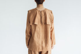 BN4034 Khadi Silk Back Button Sailor Blouse  C.Brown 3