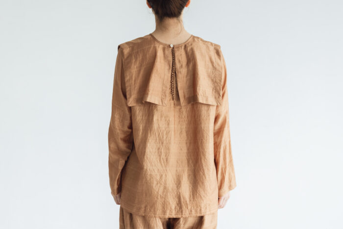 BN4034 Khadi Silk Back Button Sailor Blouse  C.Brown 3