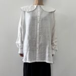BN2552 Round Collor Over Blouse   B.White