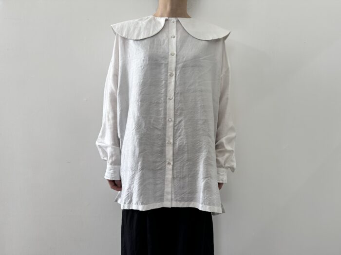 BN2552 Round Collor Over Blouse   B.White 1
