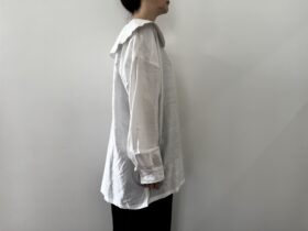 BN2552 Round Collor Over Blouse   B.White 2