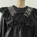 BN2588 Embroidery Ruffle Collor black