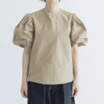 TAFFETA BALLOON SLEEVE BLOUSE beige