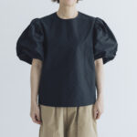 TAFFETA BALLOON SLEEVE BLOUSE black
