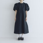 TAFFETA BALLOON SLEEVE DRESS black