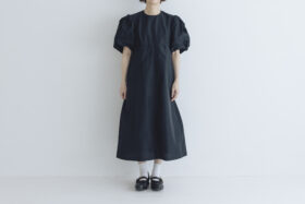 TAFFETA BALLOON SLEEVE DRESS black 1