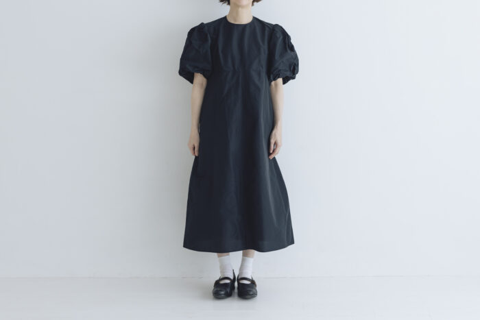 TAFFETA BALLOON SLEEVE DRESS black 1