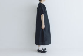TAFFETA BALLOON SLEEVE DRESS black 2