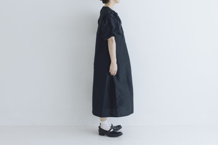 TAFFETA BALLOON SLEEVE DRESS black 2