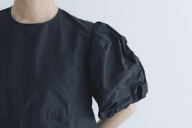 TAFFETA BALLOON SLEEVE DRESS black 4