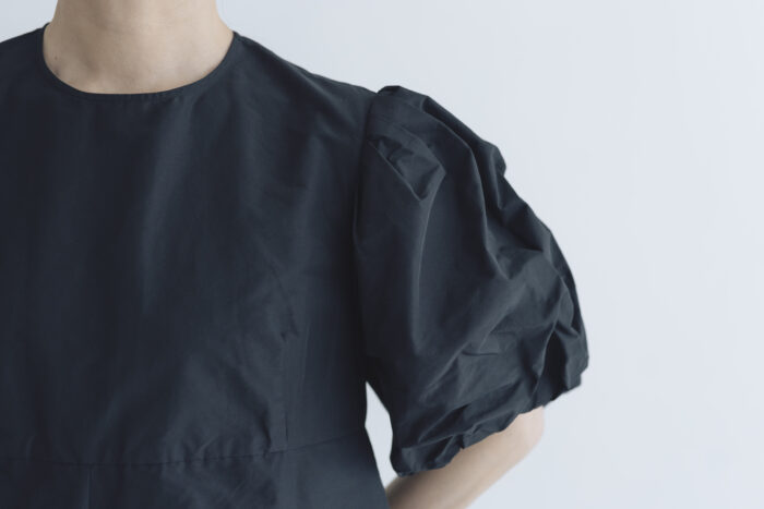 TAFFETA BALLOON SLEEVE DRESS black 4