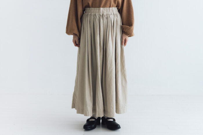 予約 G1113 ANTIQUE JAQUARD GATHER SKIRT sand beige 9月末〜10月初 1