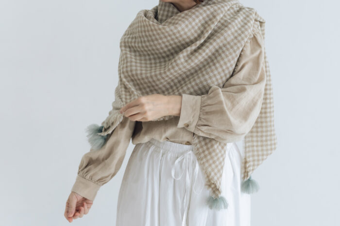 予約 R329 WOOL GAUZE TASSEL STOLE  11月中〜11月末 1
