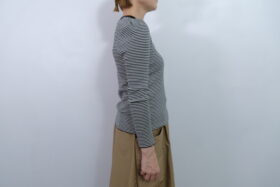 No.7799 SILK CASHMERE MILANO RIB PUFF SLEEVE ivory×black 11-1月 2