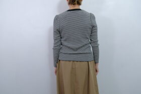 No.7799 SILK CASHMERE MILANO RIB PUFF SLEEVE ivory×black 11-1月 3