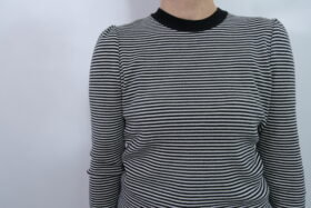 No.7799 SILK CASHMERE MILANO RIB PUFF SLEEVE ivory×black 11-1月 4