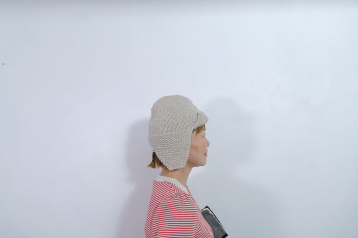 No.7835  HAND KNIT FLIGHT CAP beige 11-1月 2