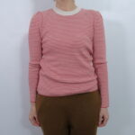 No.7799 SILK CASHMERE MILANO RIB PUFF SLEEVE ivory×red 11-1月