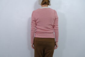 No.7799 SILK CASHMERE MILANO RIB PUFF SLEEVE ivory×red 11-1月 3