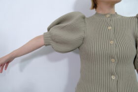 No.7994  LILIAN YARN PUFF SLEEVE CARDIGAN beige  2-4月 4