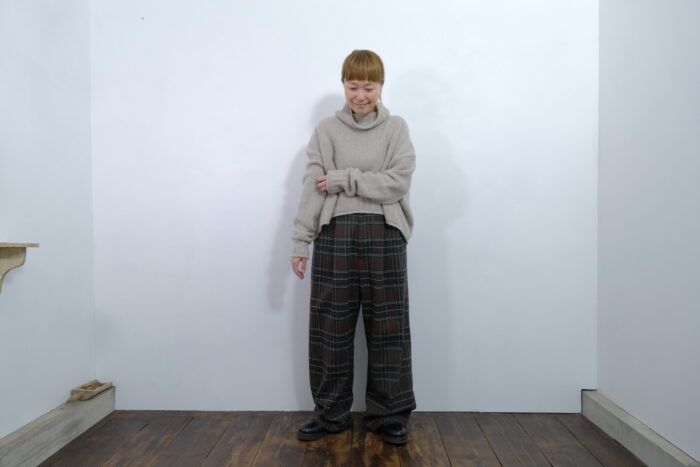 No.7842 WOOL TARTAN CHECK TUCK WIDE PANTS 2-4月 6