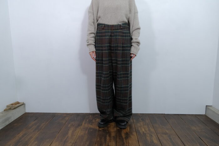 No.7842 WOOL TARTAN CHECK TUCK WIDE PANTS 2-4月 1