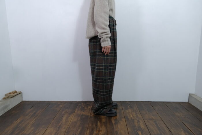 No.7842 WOOL TARTAN CHECK TUCK WIDE PANTS 2-4月 2