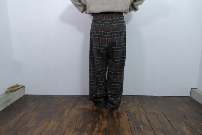 No.7842 WOOL TARTAN CHECK TUCK WIDE PANTS 2-4月 3
