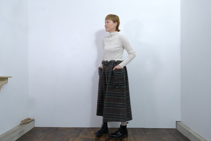 No.7838  WOOL TARTAN CHECK STRING SKIRT 2-4月 5