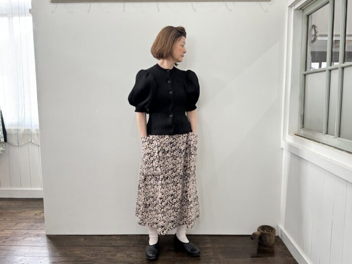 No.7994  LILIAN YARN PUFF SLEEVE CARDIGAN black  2-4月 5